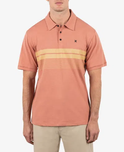 HURLEY MEN'S PRINTED STRIPE SLUB SHORT SLEEVE POLO SHIRT