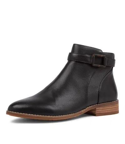 HUSH PUPPIES HUSH PUPPIES CARRIE BLACK LEATHER ANKLE BOOTS WOMENS SHOES CASUAL