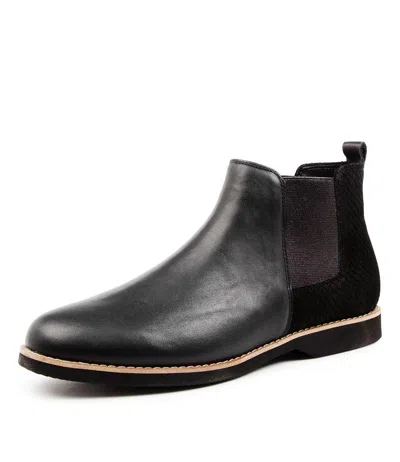 HUSH PUPPIES HUSH PUPPIES DARYA BLACK CROC LEATHER ANKLE BOOTS WOMENS SHOES CASUAL