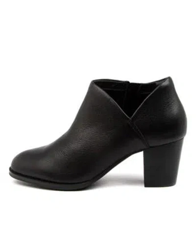 HUSH PUPPIES HUSH PUPPIES SHANTY BLACK LEATHER WOMENS SHOES CASUAL BOOTS ANKLE