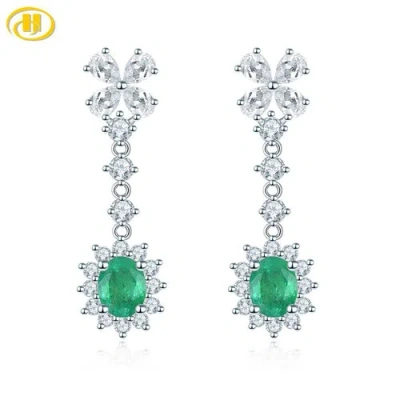 HUTANG GEMS & JEWELRY NATURAL PRECIOUS 0.65 CARATS EMERALD DROP EARRINGS XMAS GIFTS FOR HER LADY WOMEN