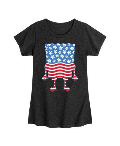 HYBRID APPAREL BIG GIRLS SPONGE BOB SQUARE PANTS AMERICANA FLAG GRAPHIC T-SHIRT