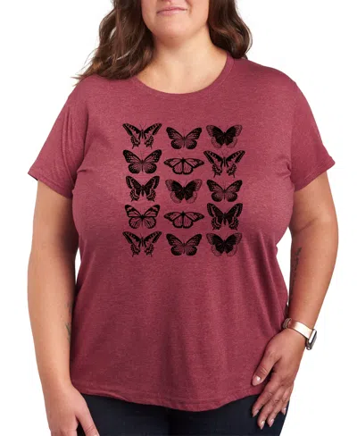 HYBRID APPAREL BUTTERFLY GRID PLUS SIZE GRAPHIC TEE