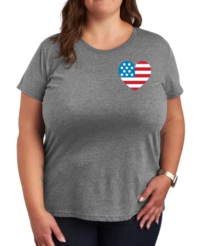 HYBRID APPAREL PLUS SIZE AMERICANA HEART FLAG GRAPHIC CREW NECK T-SHIRT