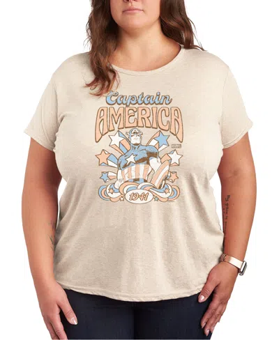 HYBRID APPAREL PLUS SIZE CAPTAIN AMERICA GRAPHIC CREW NECK TEE