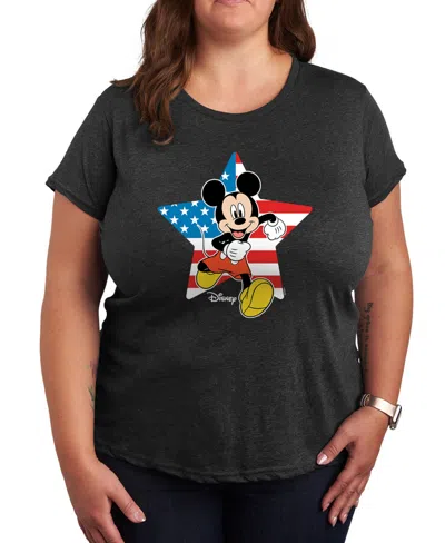 HYBRID APPAREL PLUS SIZE DISNEY MICKEY USA FLAG STAR GRAPHIC CREW NECK T-SHIRT