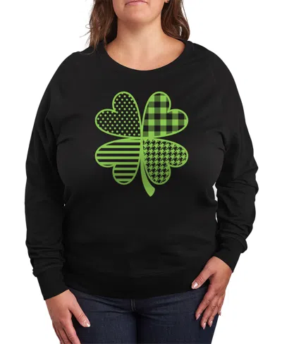 HYBRID APPAREL PLUS SIZE ST. PATRICK'S DAY PATTERNED SHAMROCK GRAPHIC CREW NECK TOP