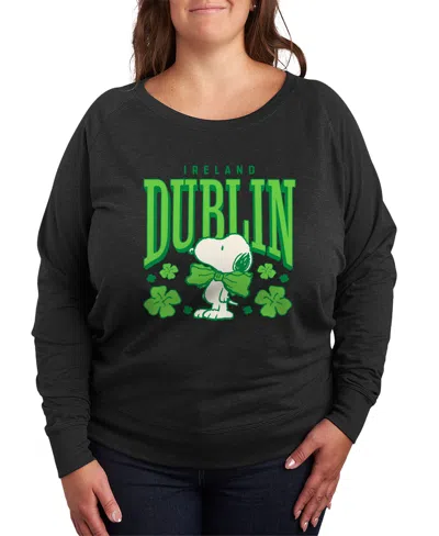 HYBRID APPAREL PLUS SIZE PEANUTS DUBLIN ST PATRICK'S DAY GRAPHIC CREW NECK TOP