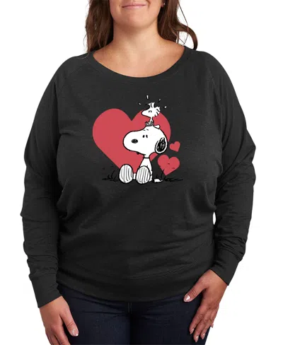 HYBRID APPAREL PLUS SIZE PEANUTS SNOOPY HEART GRAPHIC CREW NECK TOP