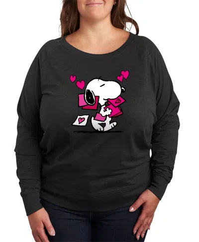 HYBRID APPAREL PLUS SIZE PEANUTS SNOOPY VALENTINES DAY GRAPHIC CREW NECK TOP