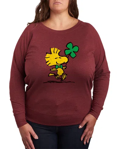 HYBRID APPAREL PLUS SIZE PEANUTS WOODSTOCK ST. PATRICK'S DAY CLOVER GRAPHIC CREW NECK TOP