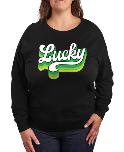 HYBRID APPAREL PLUS SIZE RETRO LUCKY GRAPHIC CREW NECK TOP