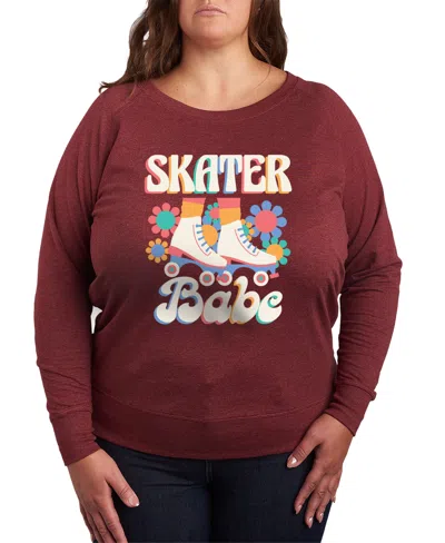 HYBRID APPAREL PLUS SIZE SKATER BABE GRAPHIC CREW NECK TOP