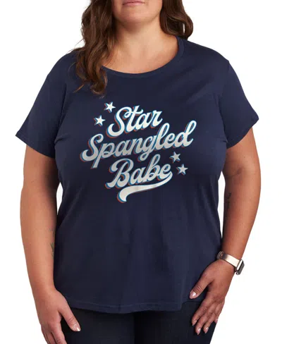 HYBRID APPAREL PLUS SIZE STAR SPANGLED BABE GRAPHIC CREW NECK T-SHIRT