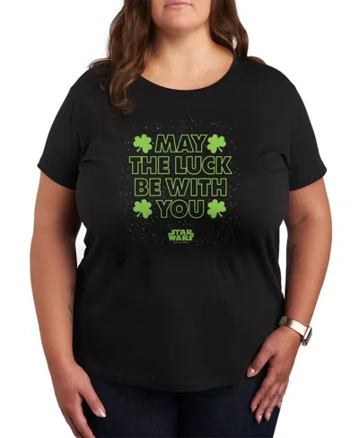 HYBRID APPAREL PLUS SIZE STAR WARS MAY THE LUCK GRAPHIC CREWNECK T-SHIRT