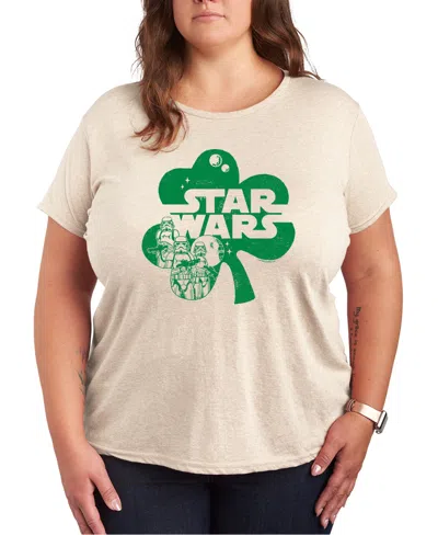 HYBRID APPAREL PLUS SIZE STAR WARS ST. PATRICK'S DAY SHAMROCK GRAPHIC CREWNECK T-SHIRT