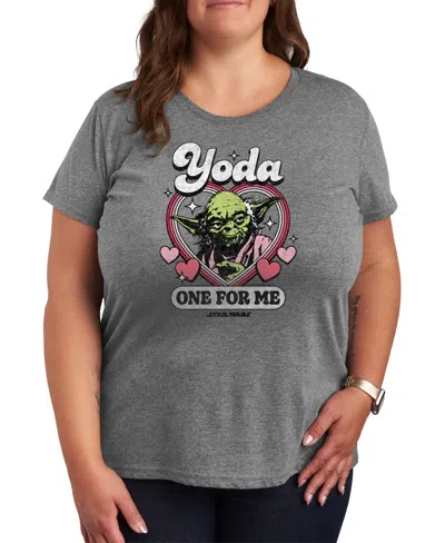HYBRID APPAREL PLUS SIZE STAR WARS VALENTINE'S DAY YODA ONE FOR ME GRAPHIC CREWNECK T-SHIRT