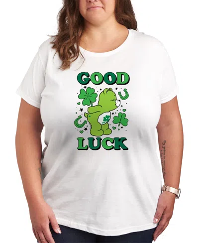 HYBRID APPAREL PLUS SIZE TRENDY CARE BEARS GOOD LUCK GRAPHIC CREW NECK T-SHIRT