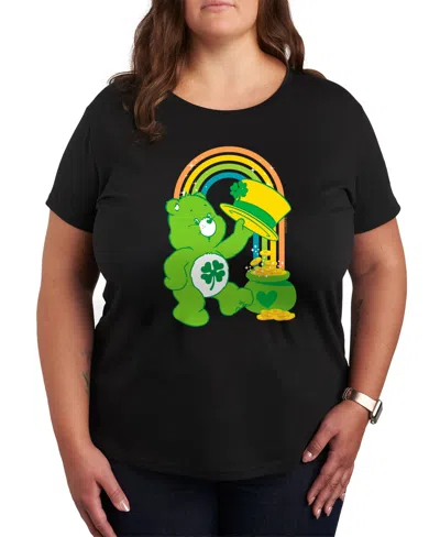 HYBRID APPAREL PLUS SIZE TRENDY CARE BEARS ST PATRICK'S DAY GRAPHIC CREW NECK T-SHIRT