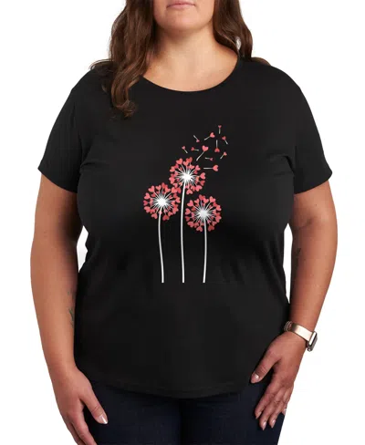 HYBRID APPAREL PLUS SIZE TRENDY DANDELION HEART GRAPHIC CREW NECK T-SHIRT