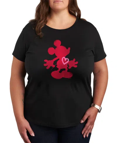 HYBRID APPAREL PLUS SIZE TRENDY DISNEY MICKEY HEART GRAPHIC CREW NECK T-SHIRT