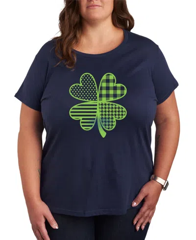 HYBRID APPAREL PLUS SIZE TRENDY PATTERNED SHAMROCK GRAPHIC CREW NECK T-SHIRT