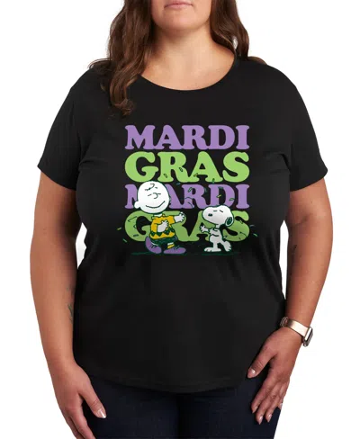 HYBRID APPAREL PLUS SIZE TRENDY PEANUTS MARDI GRAS GRAPHIC CREW NECK T-SHIRT