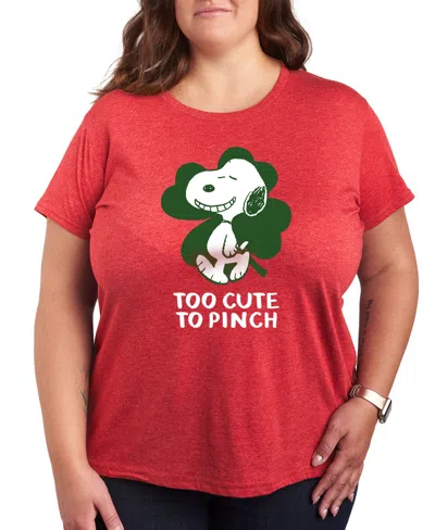 HYBRID APPAREL PLUS SIZE TRENDY PEANUTS TOO CUTE TO PINCH GRAPHIC CREW NECK T-SHIRT