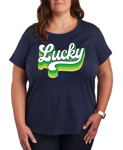 HYBRID APPAREL PLUS SIZE TRENDY RETRO LUCKY GRAPHIC CREW NECK T-SHIRT