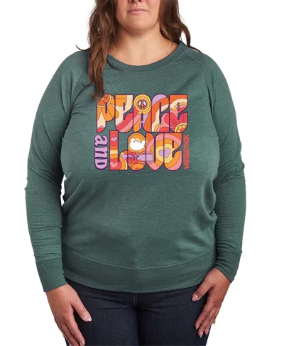 HYBRID APPAREL PLUS SIZE WOODSTOCK PEACE AND LOVE GRAPHIC PULLOVER TOP