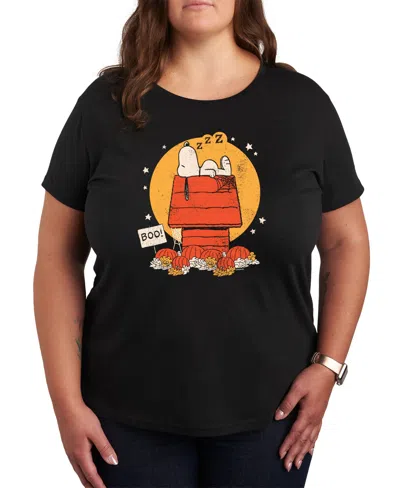 HYBRID APPAREL TRENDY PEANUTS SNOOPY SLEEPING PLUS SIZE GRAPHIC T-SHIRT