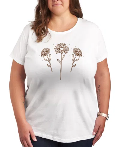 HYBRID APPAREL TRENDY PLUS SIZE FLOWERS SIZE GRAPHIC CREW NECK T-SHIRT