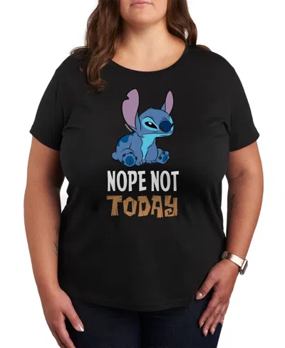 HYBRID APPAREL TRENDY PLUS SIZE LILO & STITCH NOPE NOT TODAY GRAPHIC T-SHIRT