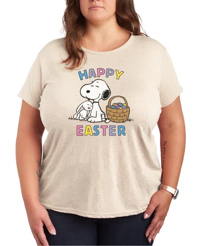 HYBRID APPAREL TRENDY PLUS SIZE PEANUTS HAPPY EASTER GRAPHIC CREW NECK T-SHIRT