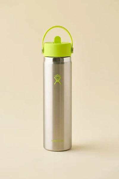 HYDRO FLASK WIDE MOUTH FLEX STRAW 24 OZ WATER BOTTLE IN STAINLESS LIME AT URBAN OUTFITTERS