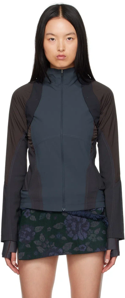 HYEIN SEO NAVY PANELED WINDBREAKER JACKET