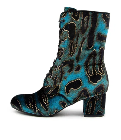 I LOVE BILLY I LOVE BILLY KULAH SEPIA MOTTLE FABRIC LACE UP BOOTS WOMENS SHOES CASUAL