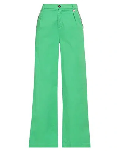 I LOVE MP I LOVE MP WOMAN PANTS GREEN SIZE 25 COTTON, ELASTANE