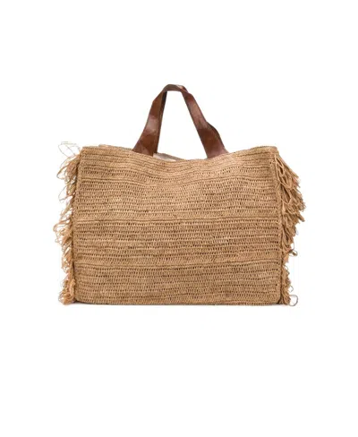 IBELIV IBELIV ONJA FRINGE RAFFIA TOTE BAG