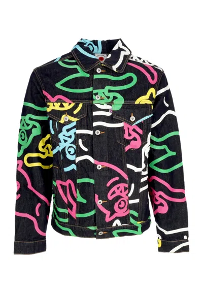 ICECREAM MEN'S JEANS RUNNING DOG DENIM JACKET BLACK/MULTIPLE