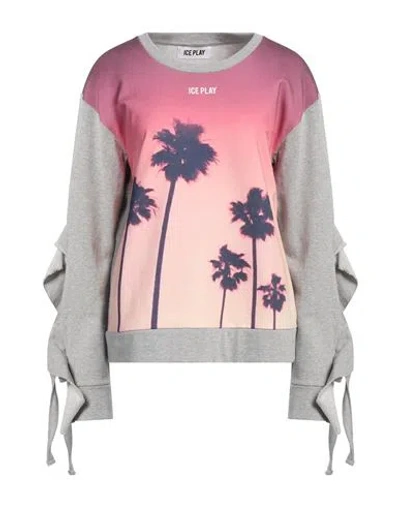 ICE PLAY ICE PLAY WOMAN SWEATSHIRT GREY SIZE L COTTON