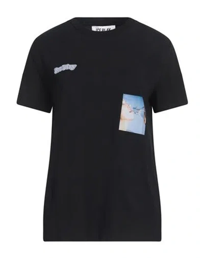 ICE PLAY ICE PLAY WOMAN T-SHIRT BLACK SIZE S COTTON