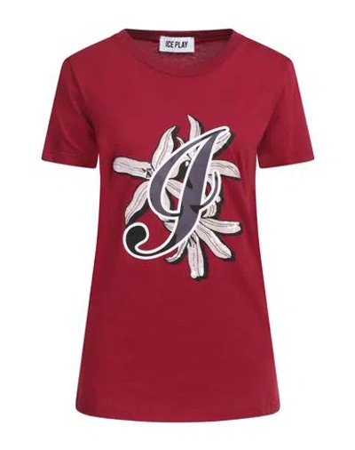ICE PLAY ICE PLAY WOMAN T-SHIRT BURGUNDY SIZE S COTTON