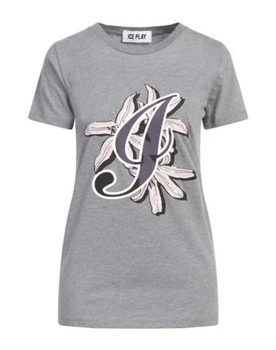 ICE PLAY ICE PLAY WOMAN T-SHIRT GREY SIZE XS COTTON