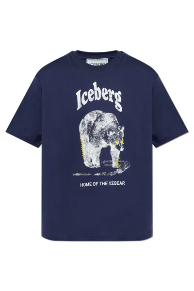 ICEBERG ICEBERG LOGO PRINTED CREWNECK T-SHIRT