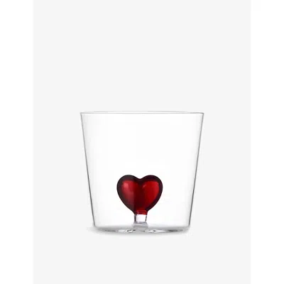 ICHENDORF RED CLEAR CUORE HEART BOROSILICATE-GLASS TUMBLER 8CM