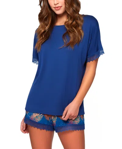 ICOLLECTION WOMEN'S 2PC. SOFT PAJAMA SET TRIMMED IN LACE