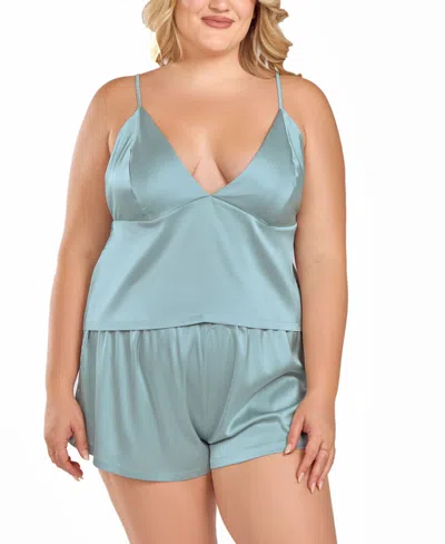 ICOLLECTION WOMEN'S SATIN CROP CAMI AND SHORT SET