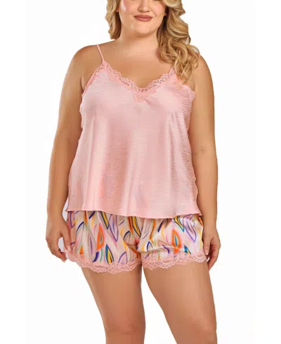 ICOLLECTION WOMEN'S SATIN CROP CAMI AND SHORT SET