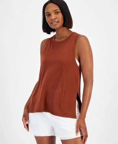 ID IDEOLOGY WOMEN'S FLOWY SIDE-SLIT KNIT TANK TOP, CREATED FOR MACY'S